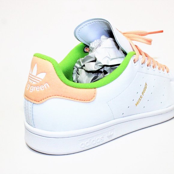 Adidas Stan Smith Disney Kermit & Miss Piggy White / Green / Peach Men's 9.5 - Picture 10 of 13